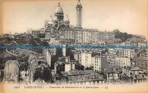 R110318 Paris. Panorama de Montmartre et le Sacre Coeur. LL. Nr 1551. B. Hopkins
