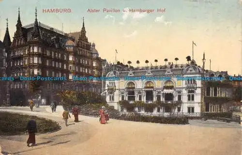 R112222 Hamburg. Alster Pavillon u. Hamburger Hof. B. Hopkins. 1910