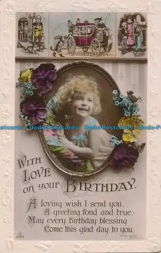 R112895 Grüße. Mit Liebe zum Geburtstag. Kleines Mädchen. Valentinstag. RP. 1924
