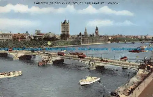 R112967 Lambeth Bridge und Houses of Parliament. London. Dennis. 1961