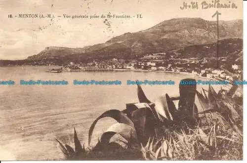 R112133 Menton. Vue Generale Prise de la Frontiere. FL. Nr 16. 1928. B. Hopkins