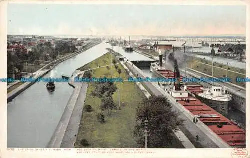 R113786 The Locks Sault Ste Marie. Mich.-Nr 9130. B. Hopkins