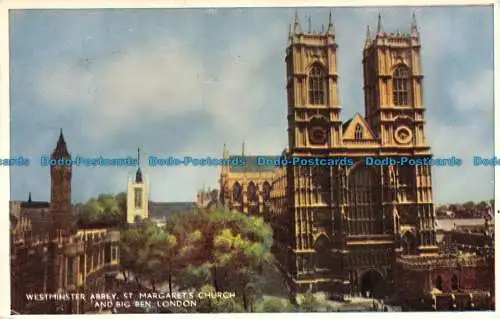 R113818 Westminster Abbey. St. Margarets Kirche und Big Ben. London. 1957