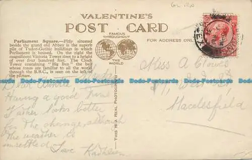 R114395 Parliament Square. London. Valentinstag. Nr. 82277. RP. 1931