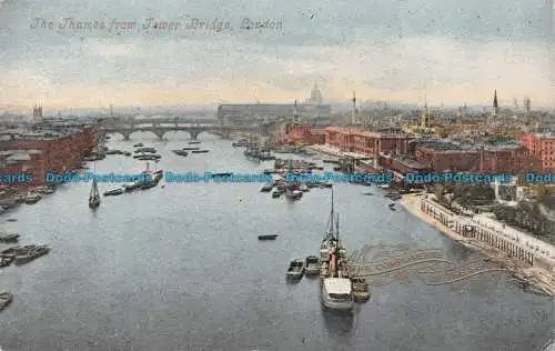 R115159 Die Themse von der Tower Bridge. London. Valentinstag. 1904