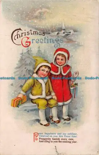 R114486 Weihnachtsgrüße. Mädchen im Schnee. 1920