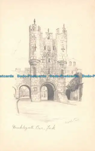 R115981 Micklegate Bart. York. Bleistiftzeichnung