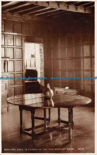 R114936 Bolling Hall Eine Ecke des Zimmers aus dem 15. Jahrhundert. Walter Scott. RP. 1926
