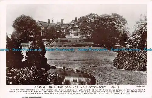 R116469 Bramall Halle und Gelände in der Nähe von Stockport. RP. 1939