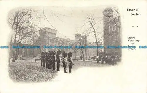 R116530 Tower of London. Schutzgittermontage auf Turmgrün. Gummistiefel