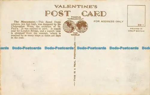 R116672 Das Denkmal. London. Valentinstag. Nr 7334. RP