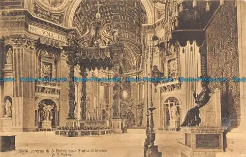 R117748 Roma. Interno di S. Pietro Colla Statua di Bronzo di S. Pietro. Ernesto