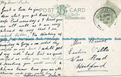 R118602 Alte Postkarte. Mohnblumen in Vasen. B. B. London. 1908