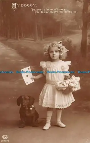 R119327 My Doggy. Mädchen mit Hund. Schwerdtfeger. 1912