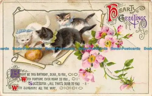 R122171 Herzliche Grüße. Kätzchen. Wildt und Kray. 1912