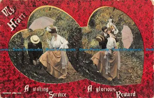 R123131 Mein Herz ein williger Dienst eine glorreiche Belohnung. Frau und Mann. Welch