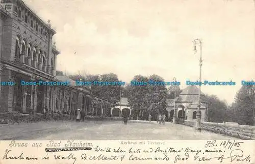 R123261 Gruss aus Bad Nauheim. Kurhaus mit Terrasse. Hermann Loeb. 1905