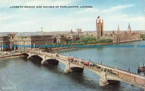 R124699 Lambeth Bridge und Houses of Parliament. London