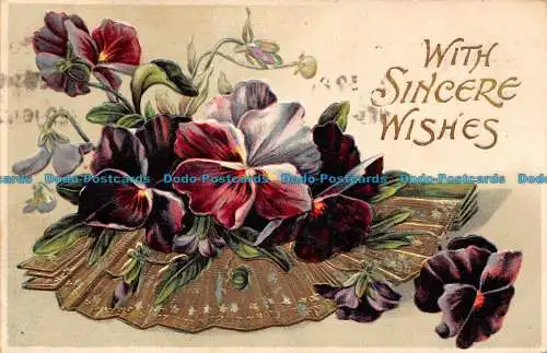 R124730 Grüße. Mit aufrichtigen Wünschen. Blumen. 1909
