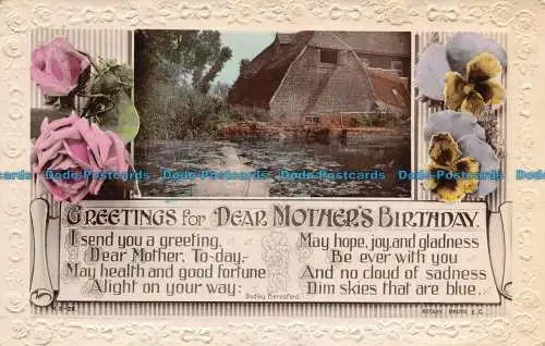 R125084 Grüße zum Geburtstag liebe Mütter. See und Haus. Drehbar. RP