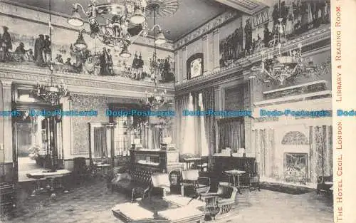 R125958 The Hotel Cecil. London. Bibliothek und Lesesaal