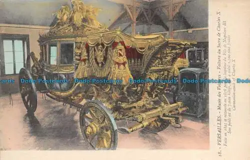 R142808 Versailles. Musee des Voitures. Voiture du Sacre de Charles X. Moreau