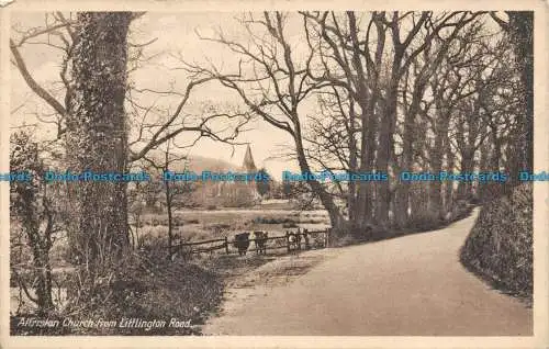 R142888 Alfriston Church von der Littlington Road