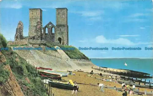 R143963 Herne Bay. Reculver Towers. Galachrom. Küstenkarten. 1966