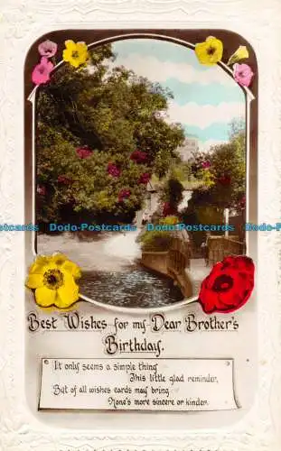 R164419 Grüße. Liebe Grüße zum Geburtstag meiner lieben Brüder. Kanal und Brücke.