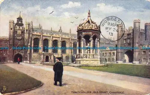 R165239 Trinity College Old Court. Cambridge. stecken. Oilette. 1913