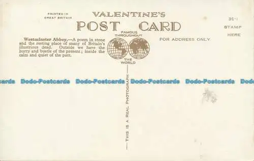 R166765 Westminster Abbey. London. Valentinstag. Nr 16801. RP