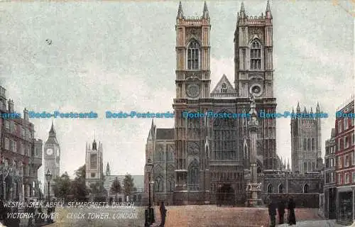 R166829 Westminster Abbey. Kirche St. Margarets. Victoria Tower. Uhrturm. Lo