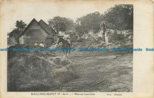 R658857 Bailleul Mont. Maison Incendiee. Nantes