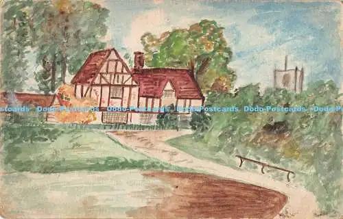 R182252 Gemälde. Haus. Bäume. Unbekannter Autor. Postkarte. 1904