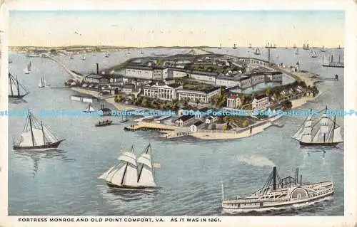 R182359 Fortress Monroe und Old Point Comfort. Va. Wie 1861. C. T. Amer