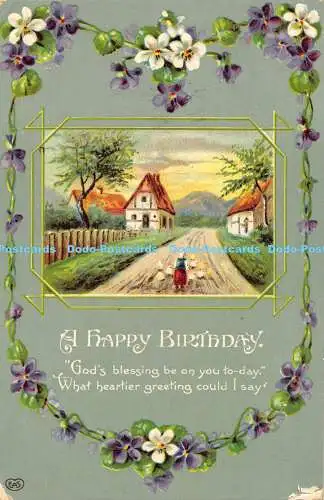 R185885 A Happy Birthday. Gottes Segen sei auf Ihnen bis heute. E. A. Schwerdtfeger. 1