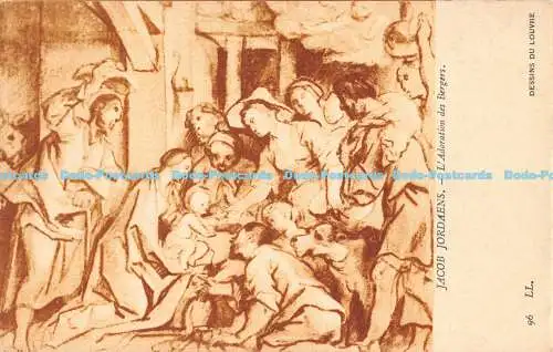 R188261 Jacob Jordaens. L Adoration des Bergers. Dessins du Louvre. LL