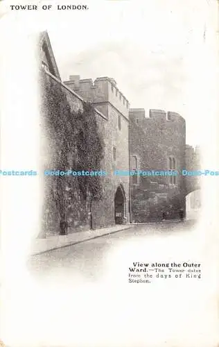 R191352 Tower of London. Blick entlang der Außenstation. Der Turm stammt aus dem Tag