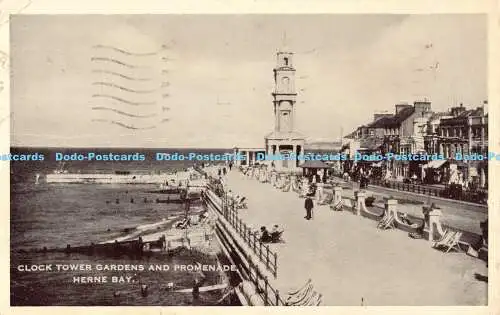 R191580 Uhrturm Gärten und Promenade. Herne Bay. 1953