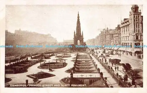 R190383 Edinburgh. Princes Street und Scott Monument. Die Milton Photolette Seri