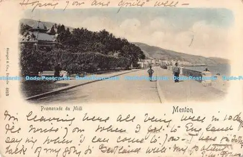 R191941 Promenade du Midi. Menton. Stengel. 6813. 1902