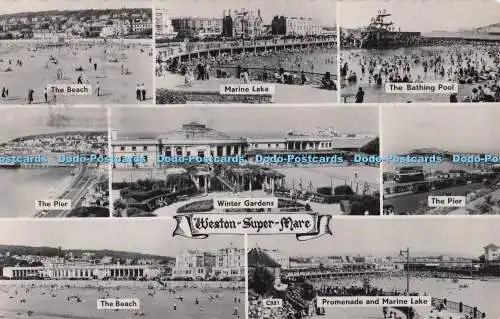 R694088 Weston Super Mare. Der Strand. Promenade und Marine Lake. Der Pier. Winte