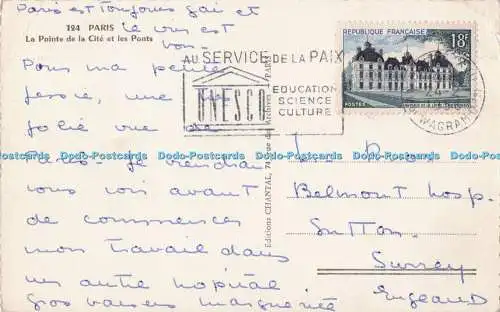 R701000 Paris. La Pointe de la Cite et les Ponts. Chantal. 1956