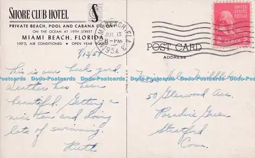 R704752 Florida. Miami Beach. Shore Club Hotel. Litho. 1954