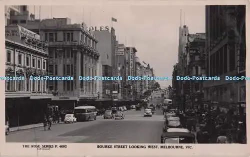 R698833 Vic. Melbourne. Bourke Street mit Blick nach Westen. The Rose Stereograph. Die Ro