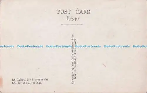 R703509 Cairo. Gräber der Khalifs bei Mondschein. The Cairo Postcard Trust. Max