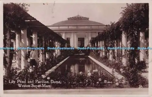 R703814 Weston Super Mare. Seerosenteich und Pavillonkuppel. RP