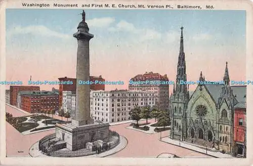 R705353 Md. Baltimore. Mt. Vernon Pl. Washington Monument und First M. E. Church