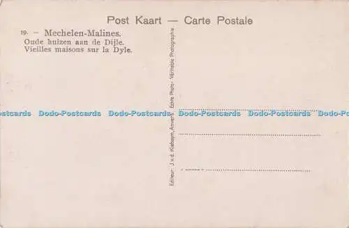 R699475 Mechelen. Malines. Oude Huizen aan de Dijle. J. v. d. Kieboom. RP