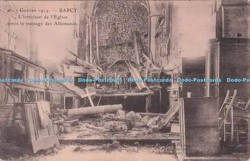 R704154 Guerre. Barcy. L interieur de Eglise Apres le Passage des Allemands